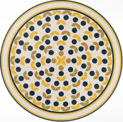 Produktbild von Kleine Blumen und Blätter regelmäßiges Muster– Vinylteppich – Indoor Teppich – Flur – Pflegeleicht – Runder Teppich – PVC Teppich – Outdoor Teppich – Pflegeleicht – fi 120cm