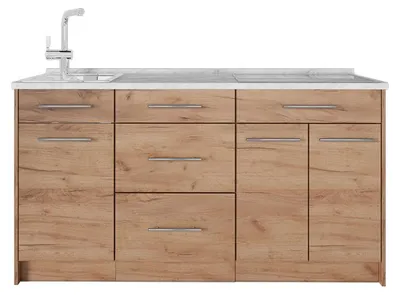 Produktbild von Küchenblock Vicco Fame-Line Goldkraft Eiche 150 cm, AP Marmor, Model 65417