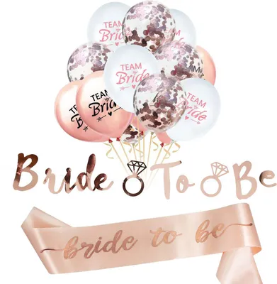 Produktbild von Oblique Unique JGA Hochzeit Party Accessoire Set - Bride to be Schärpe Girlande Team Bride Konfetti Ballons
