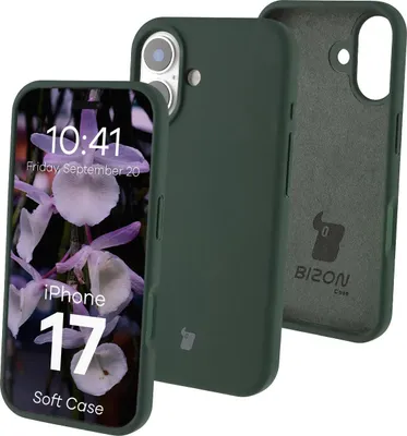 Produktbild von Silikon Handyhülle für iPhone 17, Bizon Soft Case, Dunkelgrün