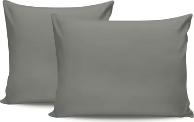 Produktbild von L'Essentiel Linge de Maison, Tonne Verte - 52, Kissenbezug-Set (2-teilig) (DE), 100 % BAUMWOLLE RANFORCE, Dunkelgrau,  80 x 80 cm
