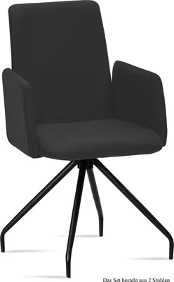 Produktbild von Armlehnstuhl (2er-Set) Detana 52x92x60 Schwarz/Anthrazit