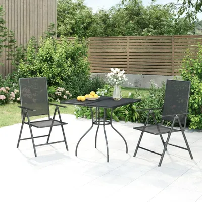 Produktbild von Möbel 3-tlg. Garten-Essgruppe Anthrazit Stahl - Terrassenmöbel 3187975