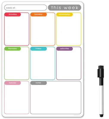 Magnetischer Wochenplaner A4, abwischbares Whiteboard, mit Stift