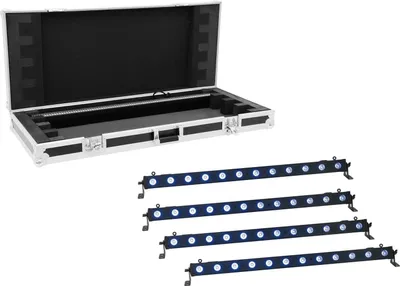 Zdjęcie produktu dla EUROLITE Set 4x LED BAR-12 QCL RGB+UV Leiste + Case (20000664)