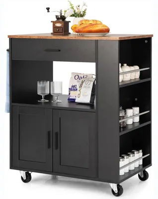 Produktbild von Küchenwagen - Servierwagen - Kücheninsel - Aufbewahrungswagen - MDF-Holz - 80x46x92 cm