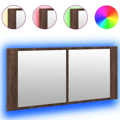 Obrázek produktu pro vidaXL LED zrcadlová skříňka hnědý dubový vzhled 100x12x45 cm