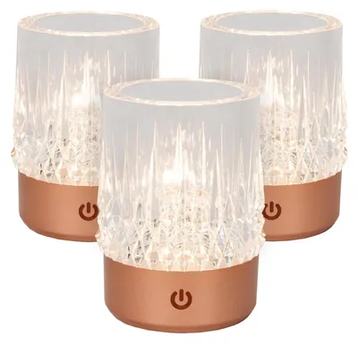 Image de Lucide LILY - Lampe de table rechargeable - Batterie - Ø 8 cm - LED 3 niveaux de variation d'intensité - 1x3W 2700K/3000K - Cuivre