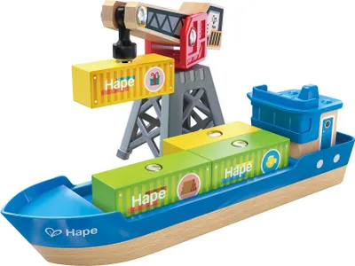 Obrázek produktu pro Hape E3792, Loď, Cargo ship & crane, 3 rok/roky, Vícebarevný, Plast, Dřevo