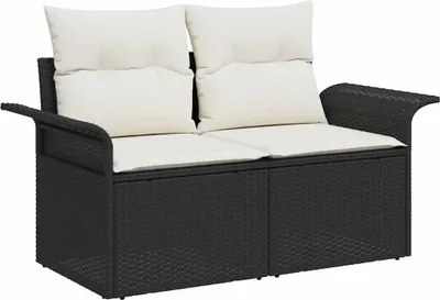 Produktbild von "WINTER SALE" Gartensofa - Balkonmöbel/Loungeset - elegantes Design - mit Kissen Schwarz 141x62x69cm Poly-Rattan - 141x62x69cm - Gartensofas NeuMöbel574025