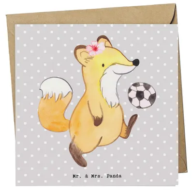 Produktbild von Mr. & Mrs. Panda Grußkarte Fußballtrainerin Herz - Grau Pastell - Geschenk, Fußballspiel, Glücksbringer, anlasskarte, doppelkarte, Klappkarte, Glückwunschkarte, faltkarte