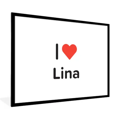Produktbild von MuchoWow® Gerahmtes Poster Ich liebe - Lina - Mädchen 80x60 cm - Poster mit Schwarzem Bilderrahmen Wandposter Rahmen Foto Bilder - Schlafzimmer-Dekorationen - Fotoposter