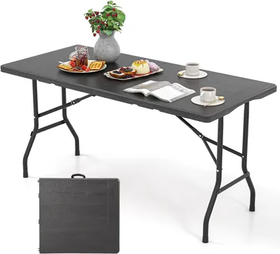 Produktbild von KOMFOTTEU Campingtisch klappbar, tragbarer Gartentisch mit Metallrahmen, Picknicktisch bis 180 kg mit Tragegriff, Klapptisch für Strand, Party, Grill