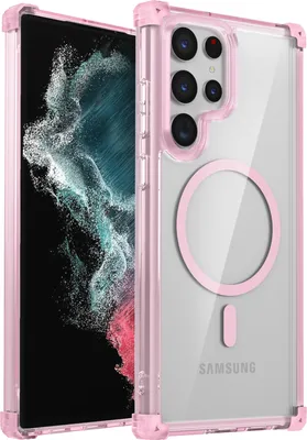 Produktbild von Magnetisch Hülle für Samsung Galaxy S22 Ultra 5G Kompatibel mit Magsafe Stoßfest Militärschutz Transparente Handyhülle Pink