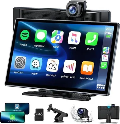 Produktbild von 9 Zoll tragbares Autoradio 4K Front- und Rückfahrkamera Bluetooth 64GB