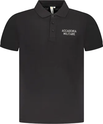 Produktbild von Herren Kurzarm-Poloshirt Schwarz mit Druck & 3 Knöpfen