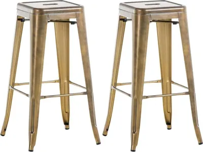 Immagine prodotto di set di 2 sgabelli da bar - sgabelli da cucina - impilabili e di facile manutenzione | colore: oro