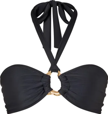 Produktbild von Moda Minx Bikinioberteil Irregular Hoop Halter Bandeau Top mit edlem Schmuckelement Black S