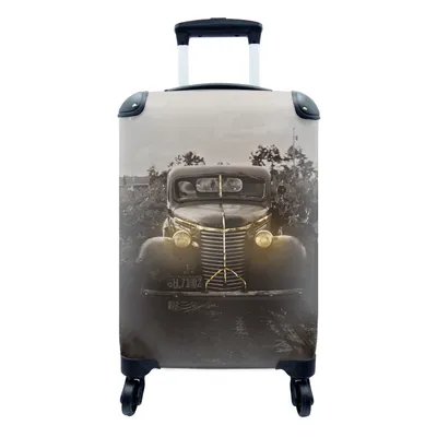 Produktbild von MuchoWow® Koffer Handgepäck Trolley Rollkoffer Kleine Reisekoffer mit 4 Rollen - Auto - Vintage - Schwarz - Gold - Cabin Size < 55x40x23 cm & 55x40x20 cm - Fotokoffer - Kabinenkoffer - Boardgepäck - Reise-Box - Reisekoffer - Reisegepäck - Koffer mit Bild - Trolley für Kinder