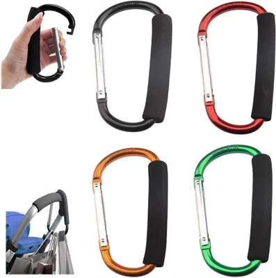 Productafbeelding van Kinderwagen haken - Karabijn gespen - Handen vrij houden - Aluminiumlegering - 4 stuks - Willekeurige kleur