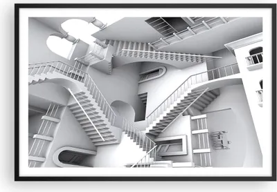 Produktbild von Gerahmtes Poster - Schwarzer Rahmen - Wissenschaft Illusion Treppen - 91,5x61 cm - Wand Bild - Wanddeko - Wandbilder - Wandposter - Bilderrahmen - Bilder - Kunstdruck - Wandbild - P2BAA91x61-4277
