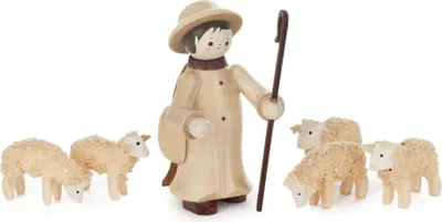 Produktbild von Thiel-Figuren Hirte mit 5 Schafen - natur (6cm) von Romy Thiel