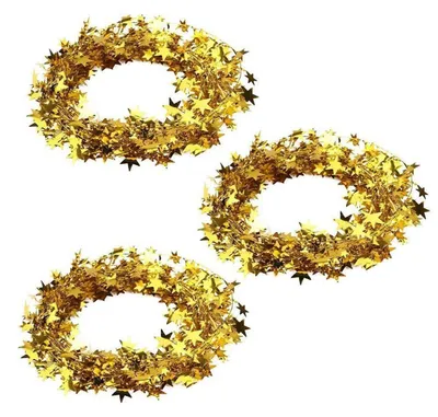 Productafbeelding van Gouden sterrenslingers, 7,5 meter lang, 3 stuks, voor kerstdecoratie en feestjes