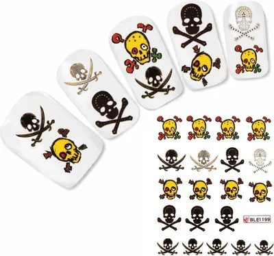 Produktbild von Nagel Sticker Tattoo Nail Art Totenkopf Aufkleber Neu!