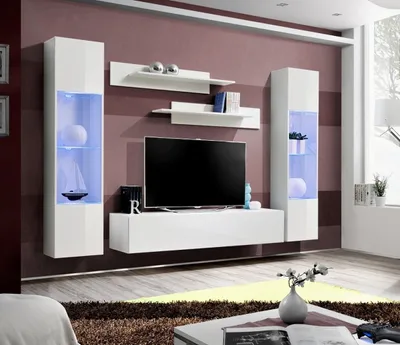 Produktbild von Anbauwand Wohnwand Wohnzimmer Schrankwand FLY A2-3 mit Hochglanz Led Beleuchtung
