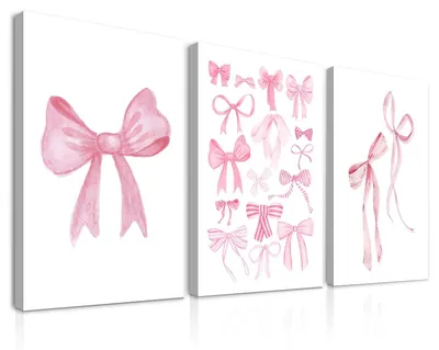 Immagine prodotto di Set di 3 decorazioni da parete con cornice e strisce rosa