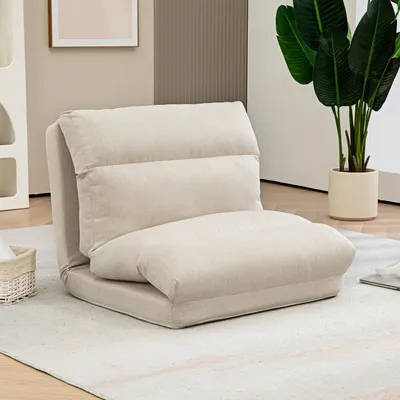 Produktbild von Sweiko Sitzsack mit Bettfunktion, neigbare Lehne, klappbar, bis 120kg, 70 x 72 x 56 cm, Beige