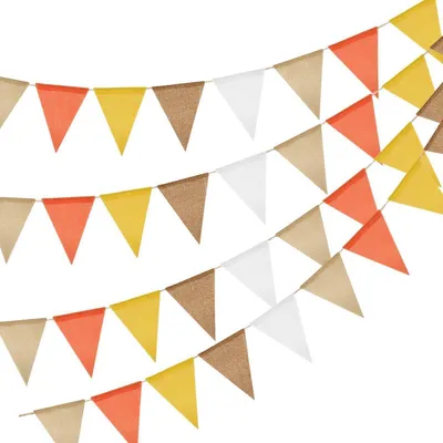 Produktbild von Wimpelkette Outdoor Orange Senfgelb 12m Wetterfest Girlande 3 Stück