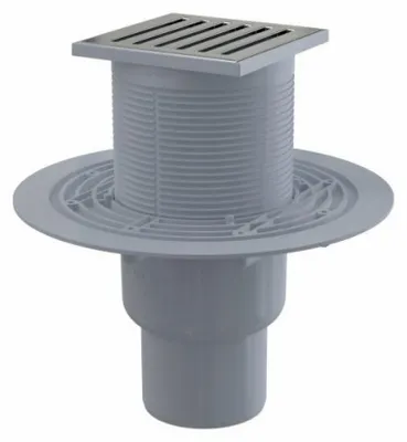 Zdjęcie produktu dla AlcaDrain Bodenablauf 105×105/50/75 mm mit einem senkrechten Abgang, Edelstahl Rost, Geruchsverschluss mit Sperrwasser