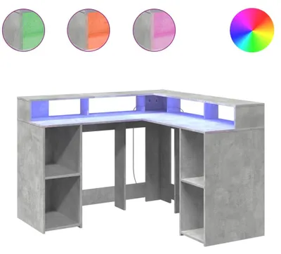Obrázek produktu pro vidaXL LED stůl betonový šedý 130x130x91 cm materiál na bázi dřeva