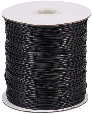 Productafbeelding van Polyester sieradenkoord, 1,5 mm - 200 meter per rol - Zwart - Milieuvriendelijk - Behandeld voor hoge temperaturen - Sieradenkoord