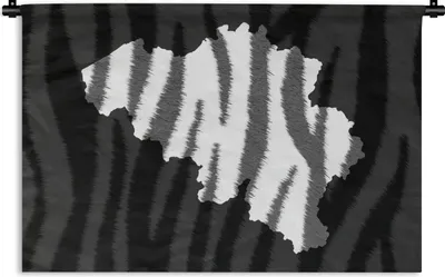 Produktbild von MuchoWow® Wandteppich Wandbehang Karte - Belgien - Zebra 90x60 cm Tapisserie Dekoration Wandtuch - Wandskulpturen - Bildteppich