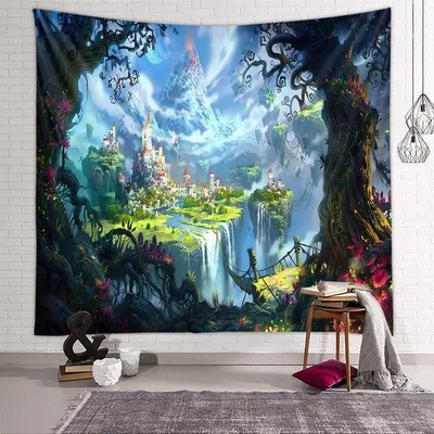 Produktbild von Famanu Wandteppich Psychedelisch - Mehrfarbig, Wanddekoration für Schlafzimmer und Wohnzimmer
