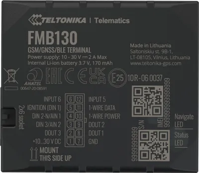 Obrázok produktu pre Teltonika FMB130 - 0,128 GB - Mikro-USB - Wiederaufladbar - Lithium-Ion (Li-Ion) - 3,7 V - 170 mAh