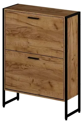 Produktbild von Schuhkipper Folda, Goldkraft Eiche/Schwarz, 63 x 83 cm mit 2 Kippfächern