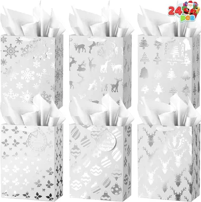 Productafbeelding van Set van 24 Kerstcadeauzakjes met Tissuepapier