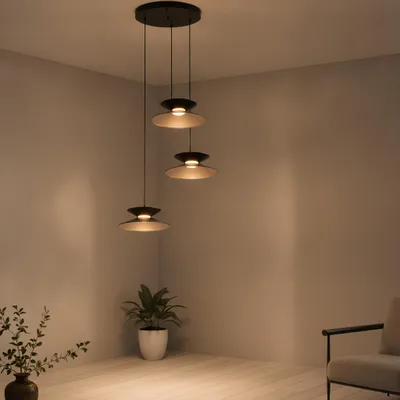 Productafbeelding van Design hanglamp Morfi 3-lichts zwart, AI-gegenereerde afbeelding