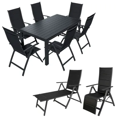 Produktbild von Alu Gartensitzgruppe Gartenmöbel Set Gartenset Essgruppe Sitzgruppe 9-teilig