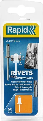 Produktbild von Rapid 5000387, Blindniete, Aluminium, Stahl, Edelstahl, RP10 , RP40, RP60, RP100, 4,8 mm, 4,8 mm