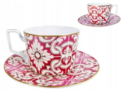 Produktbild von Carmani Kaffeetasse 275ml mit Untertasse Rot Porzellan