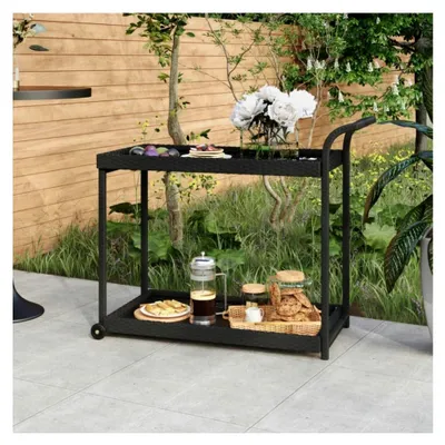 Produktbild von Barwagen Schwarz 100x45x83cm Polyrattan