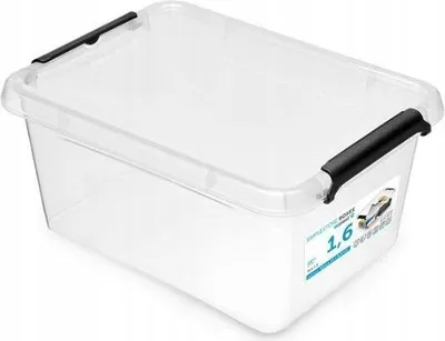 Produktbild von Transparenter 1,6L Kunststoffbehälter mit Deckel