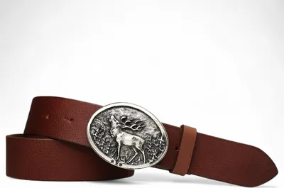 Produktbild von FRONHOFER Trachtengürtel mit Trachtengürtelschnalle Hirsch Motiv in Silber