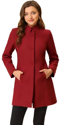 Produktbild von Allegra K Damen Winter Mantel Mid-Long Stehkragen Einreiher Mantel Oberbekleidun