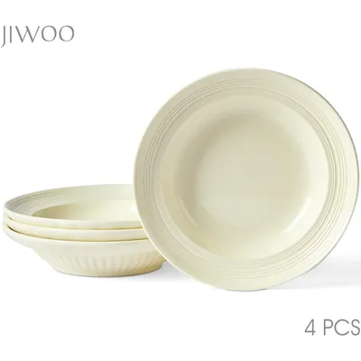 Produktbild von Teller set 4er Ø20,4 cm Keramik Suppenteller Pastateller Speiseteller Suppenschalen für 4 Personen Tiefteller set Mikrowellen- und Spülmaschinenfest