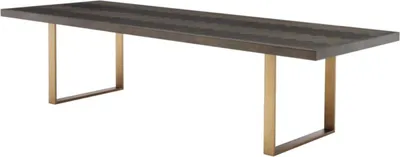 Produktbild von Casa Padrino Luxus Esstisch Dunkelbraun / Messing 300 x 115 x H. 75 cm - Luxus Esszimmertisch
